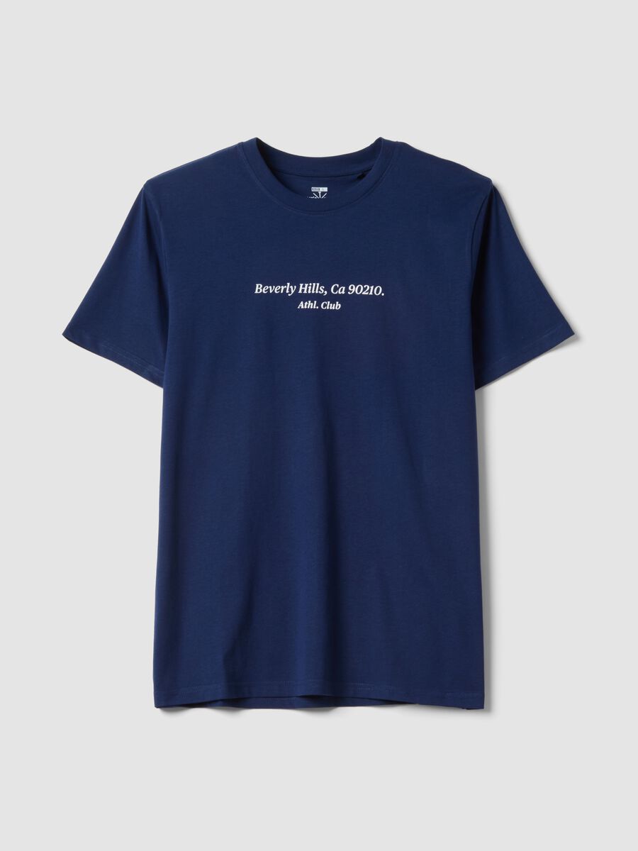 Blue slogan T-shirt in pure cotton, regular fit_4