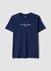 Blaues T-Shirt mit Schriftzug aus reiner Baumwolle, Regular Fit_4
