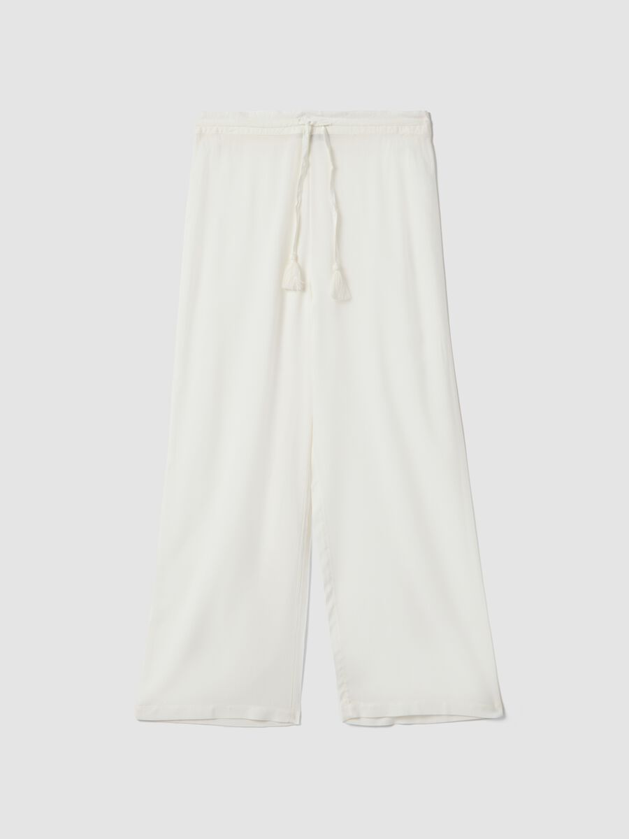 Lange Hose aus reiner Viskose in Weiss_0