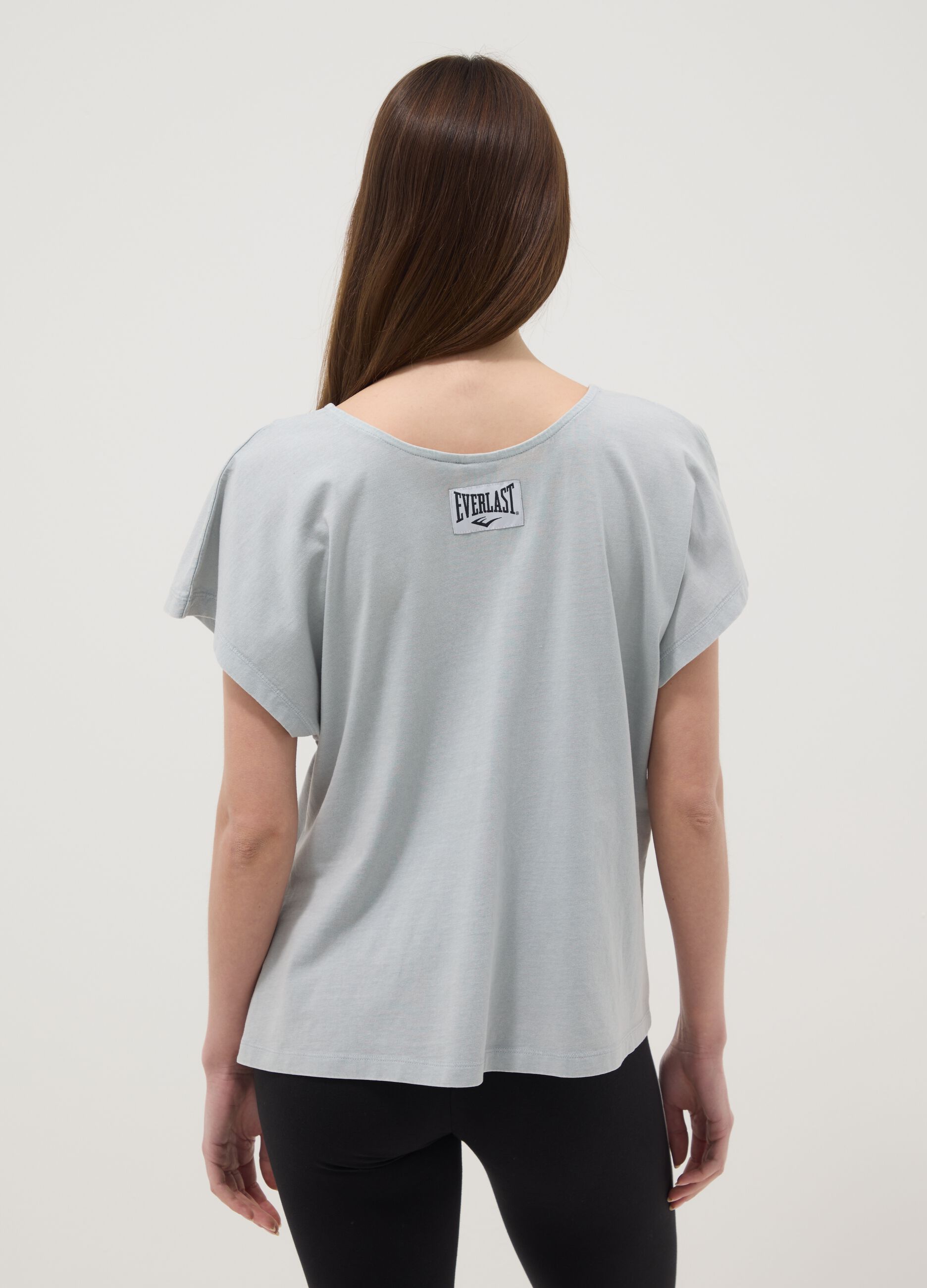 Grey pure cotton T-shirt with regular fit and knot detail