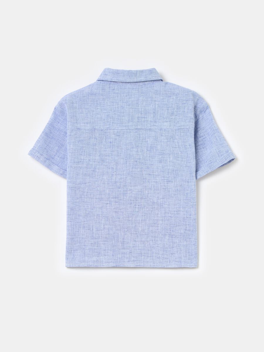 Camisa de manga corta de algodón y lino_1