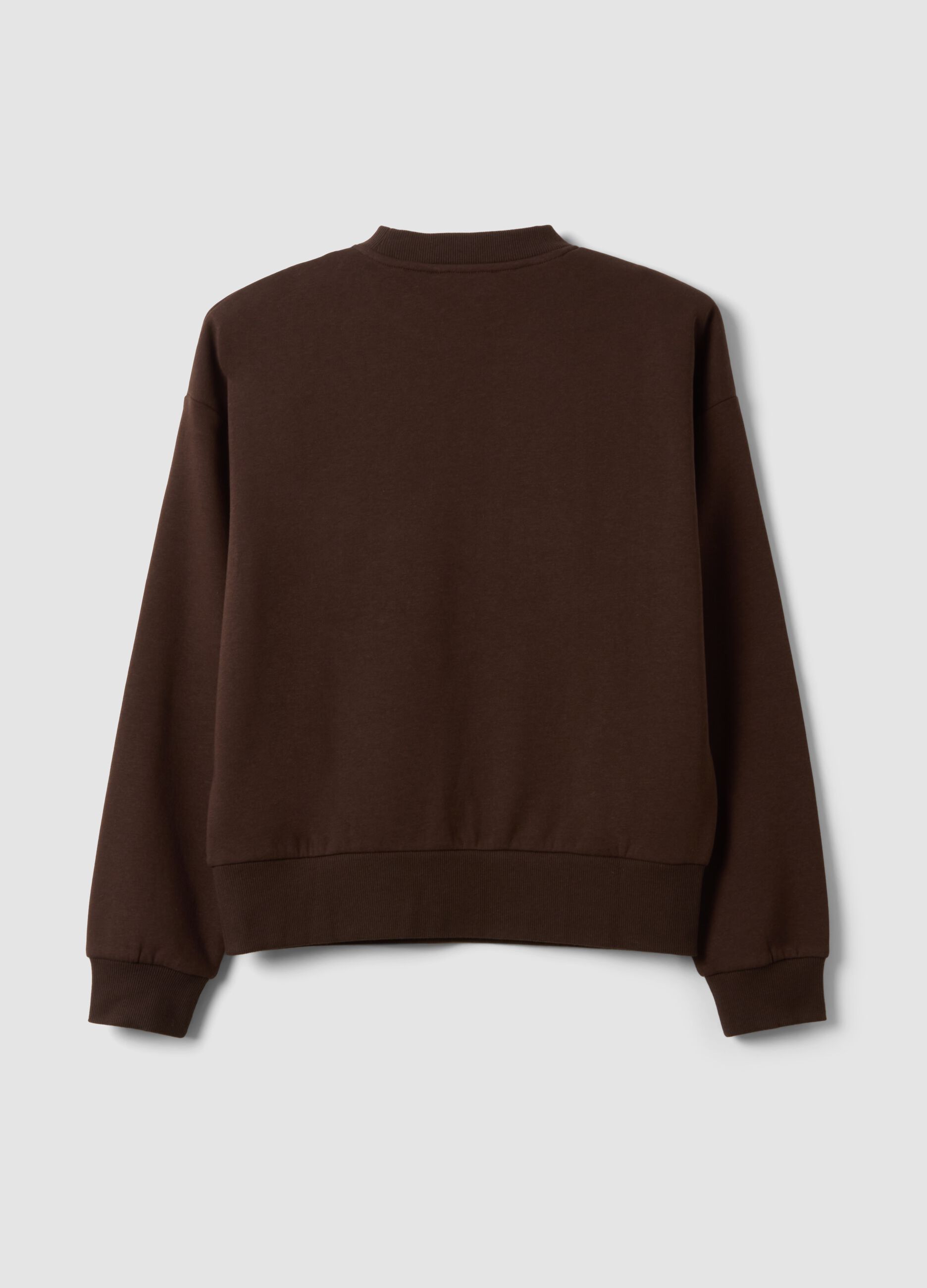 Brown cotton-blend crew-neck sweatshirt, regular fit