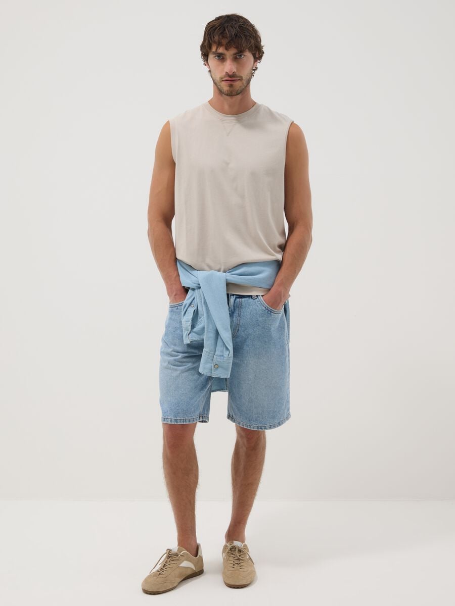 Canotta girocollo grigia in puro cotone relaxed fit_2