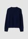 Maglia blu in viscosa elasticizzata girocollo jacquard_6
