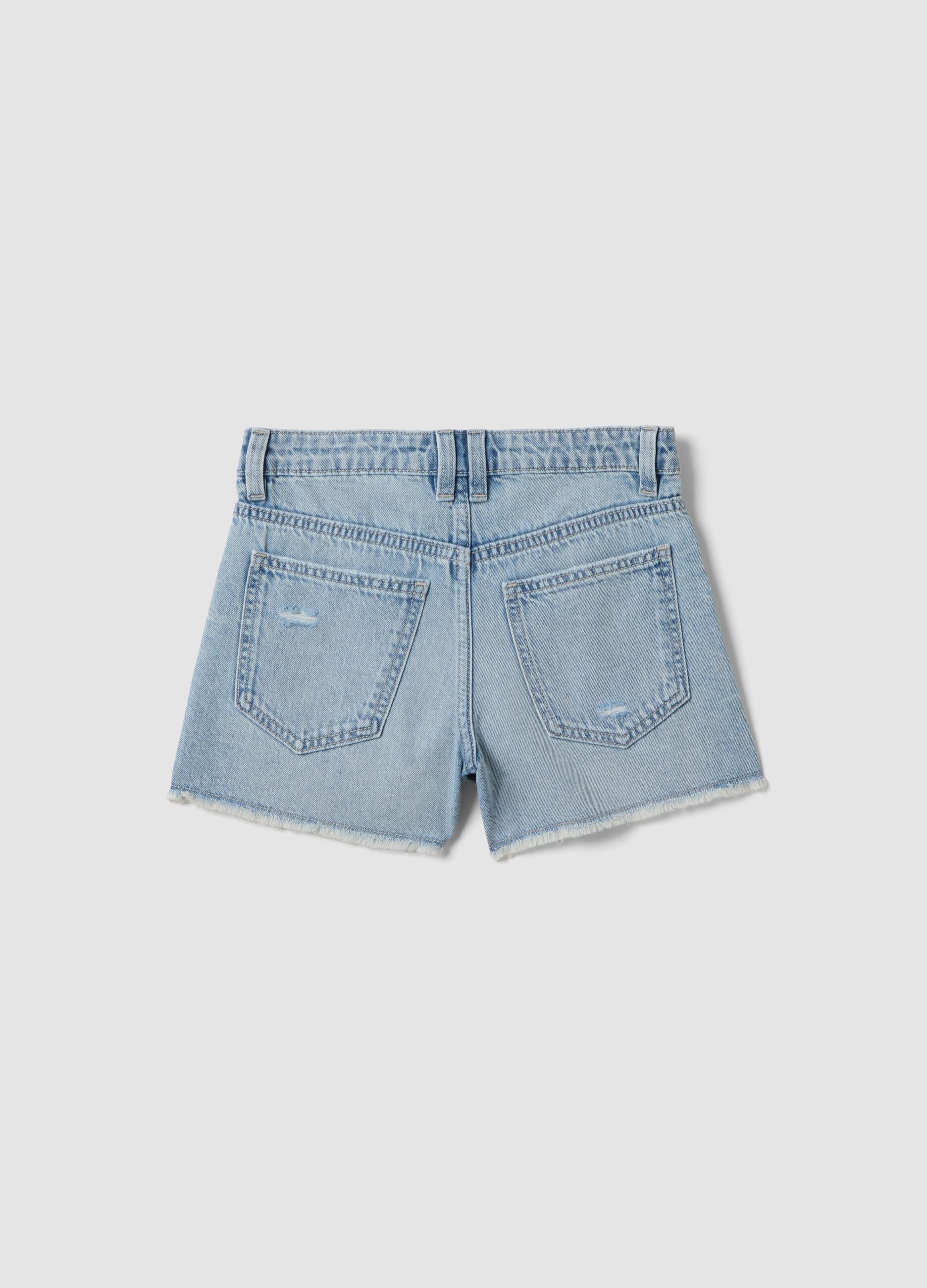 Hellblaue Denim-Shorts aus reiner Baumwolle f&uuml;r M&auml;dchen &ndash; Regular Fit