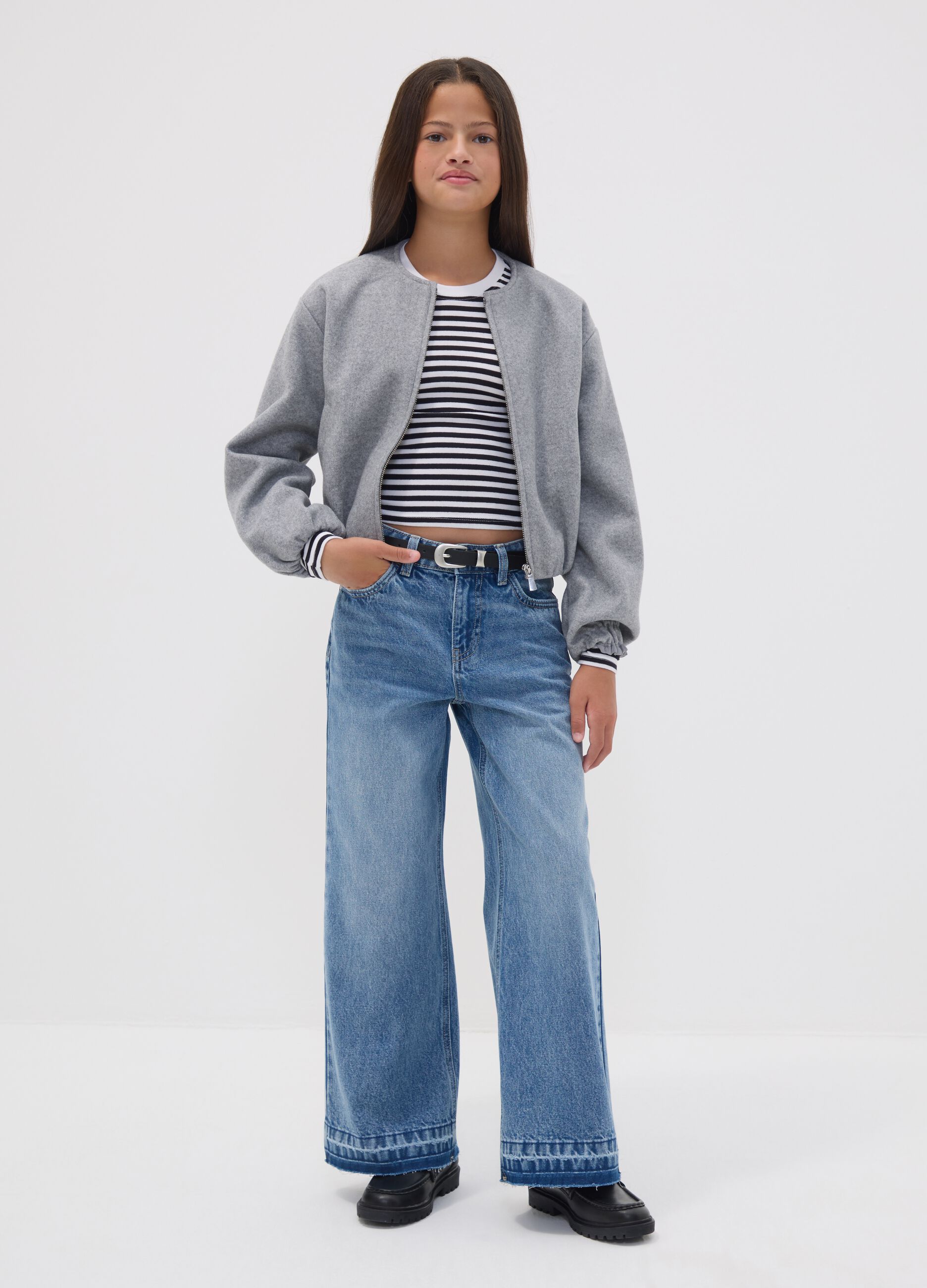 Pure cotton denim culotte jeans for girls
