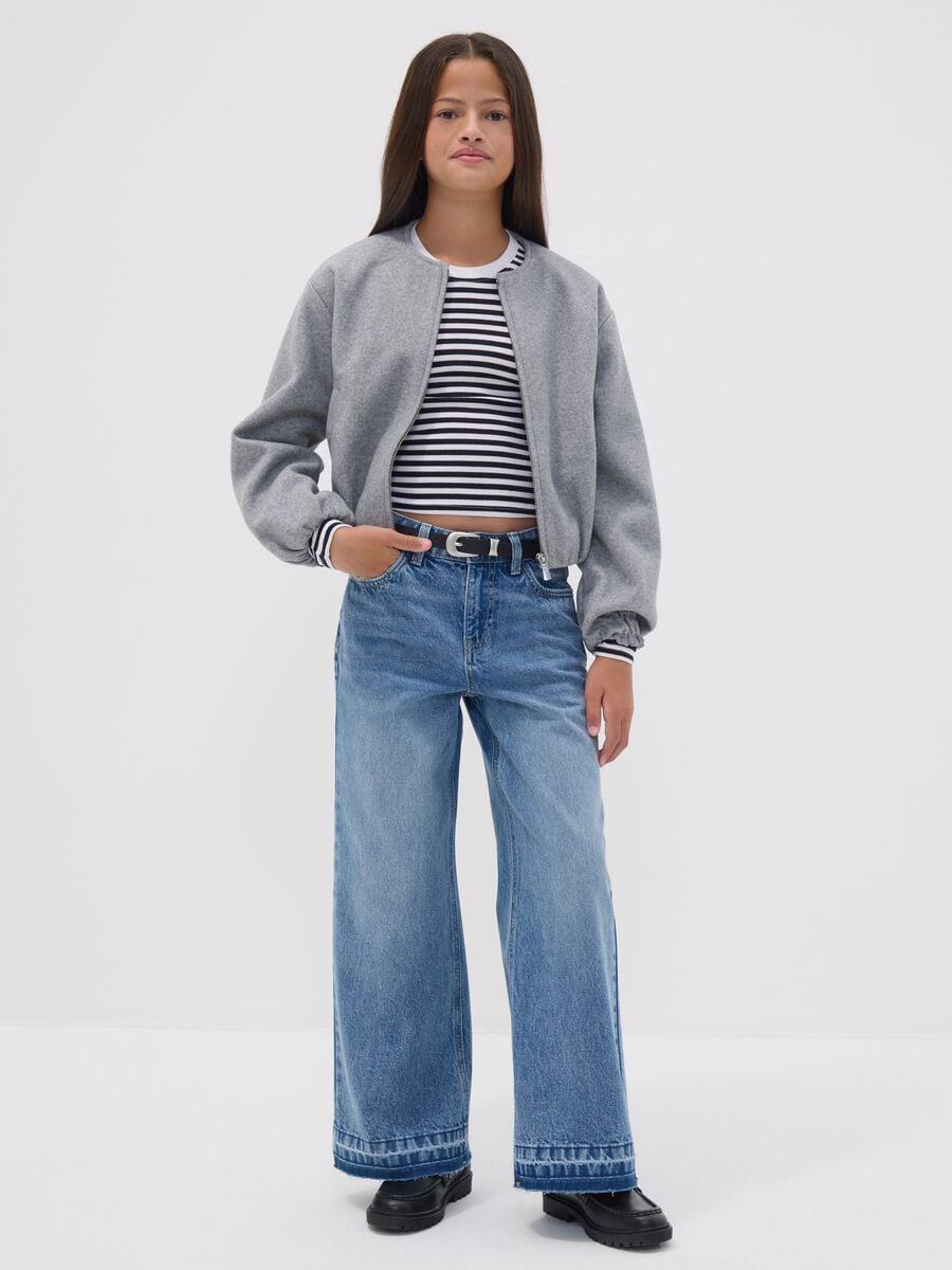 Pure cotton denim culotte jeans for girls_0