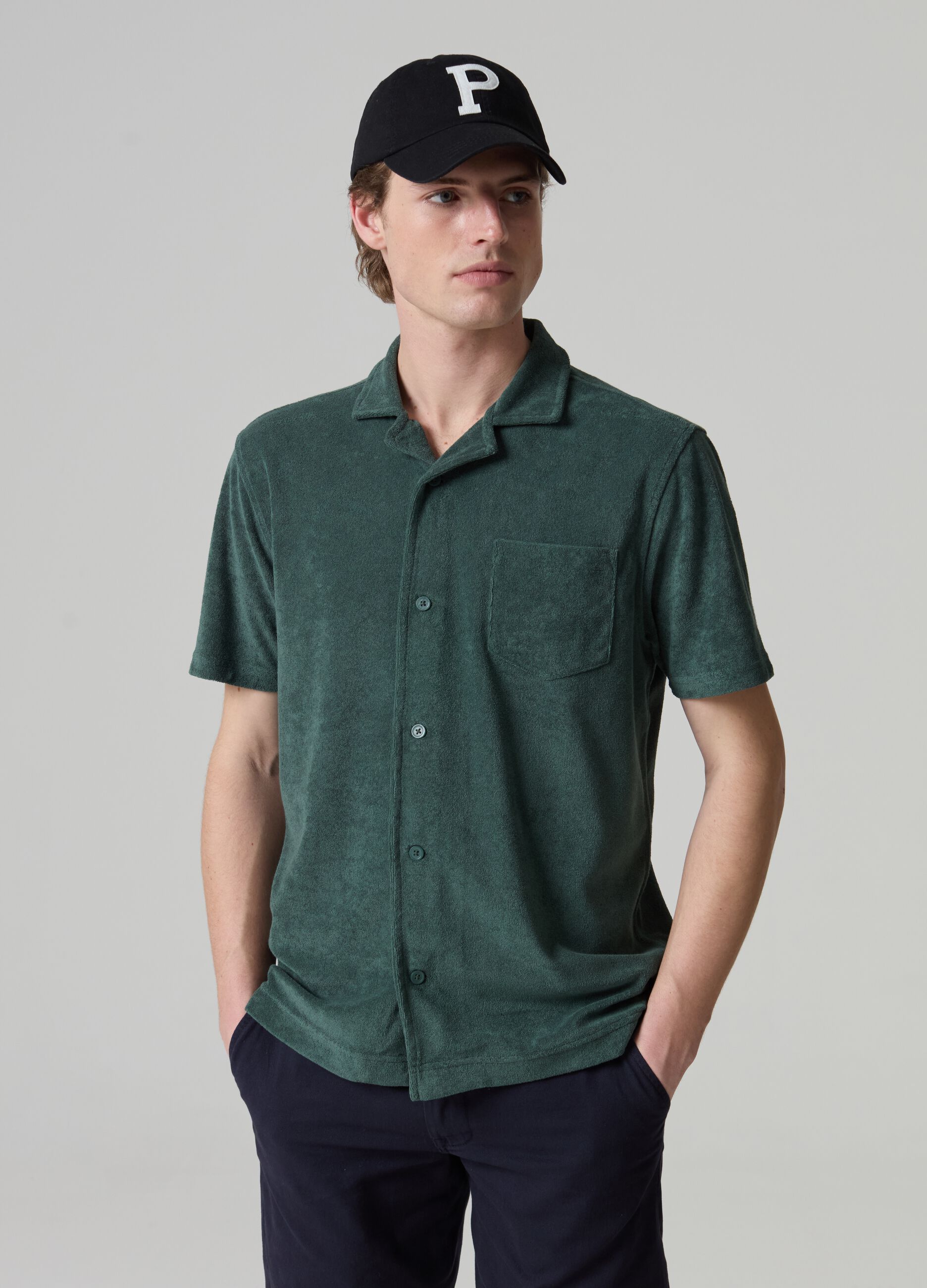 Reverse French terry polo shirt