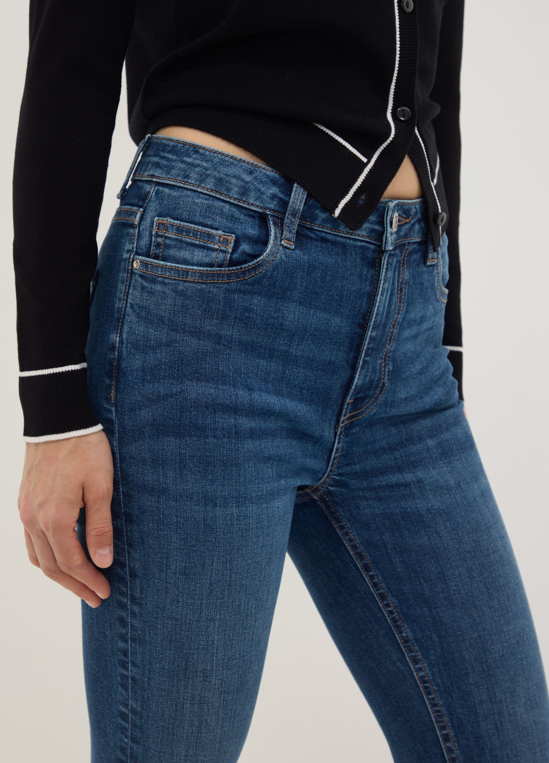 Blue denim skinny-fit jeans in stretch cotton