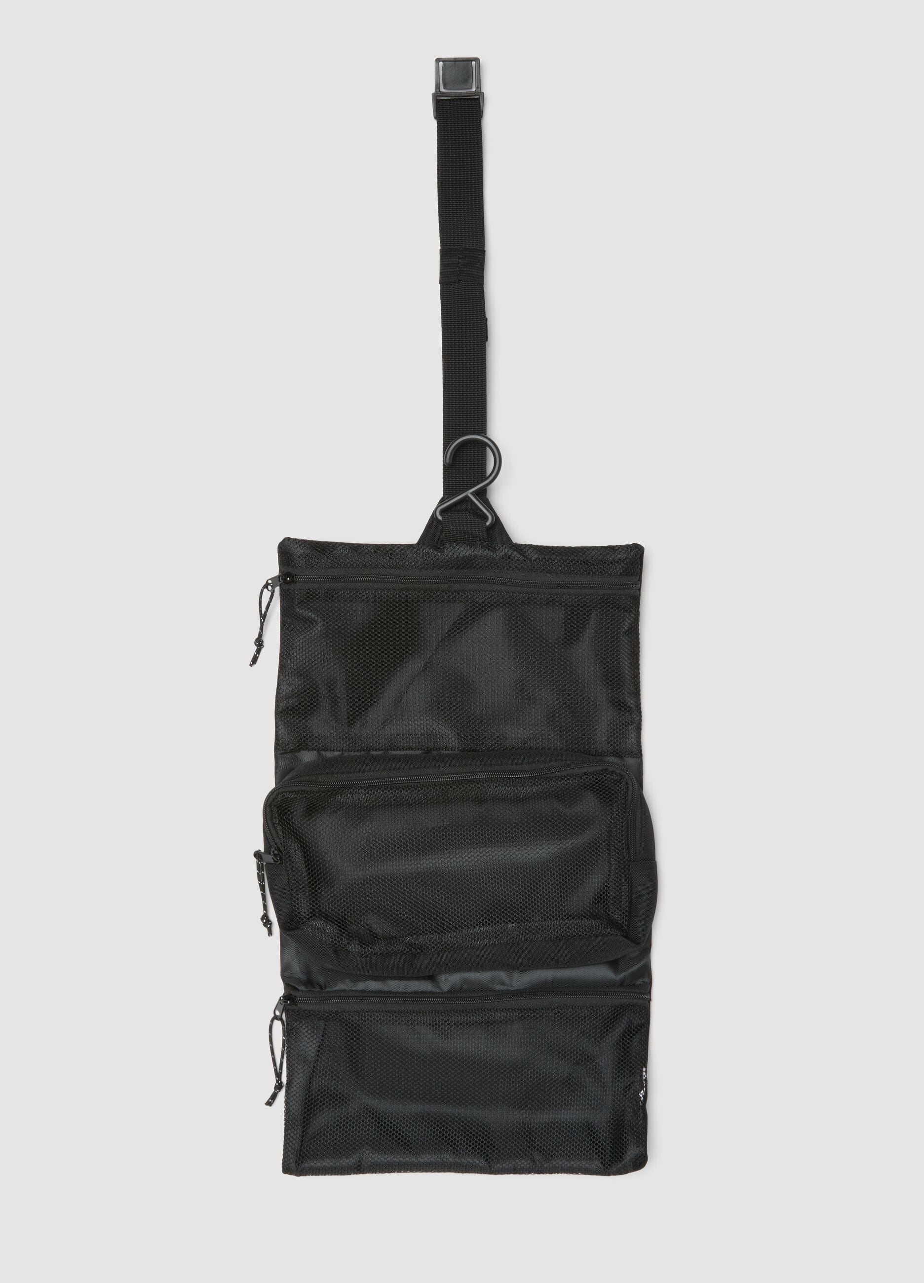 Borsa nera pieghevole multi scomparto con inserti