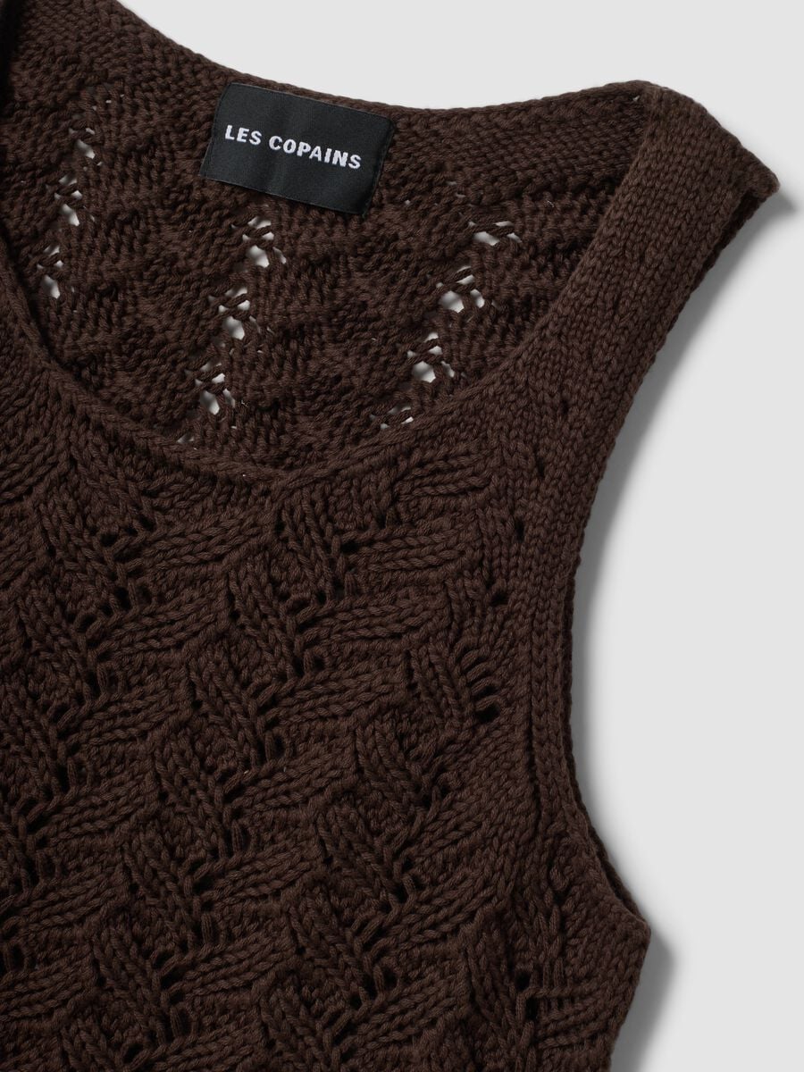 Brown pure cotton crochet tank top_5