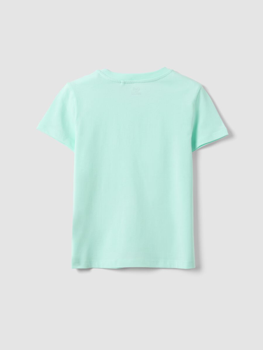 Girl's light blue pure cotton T-shirt regular fit with slogan_4