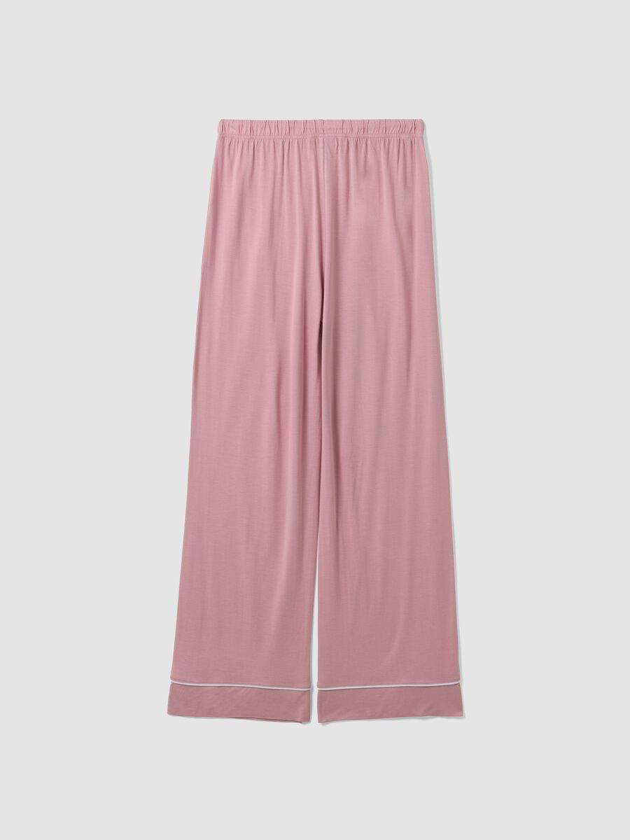 Pink pure viscose pyjama trousers with drawstring, regular fit_6