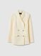 Beige double-breasted Lyocell and linen blazer, regular fit_4