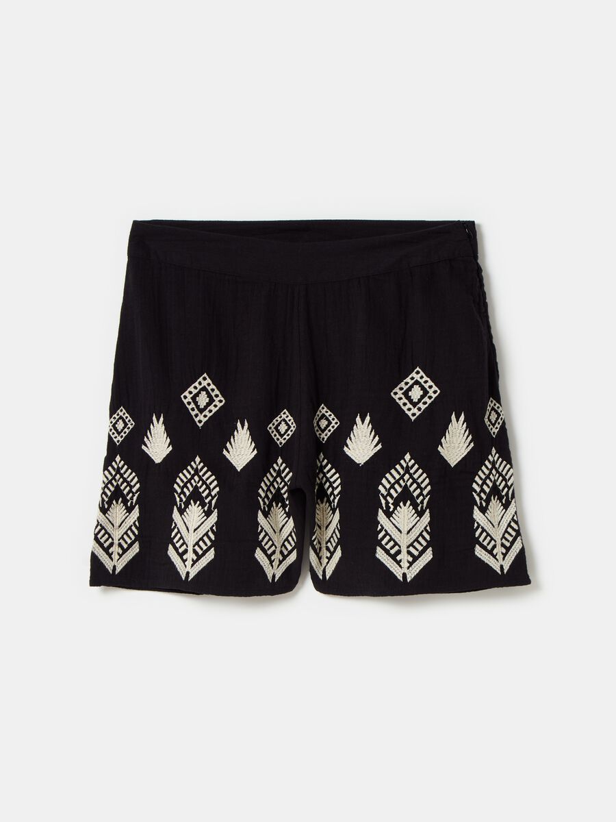 Shorts in garza con ricami etnici_3
