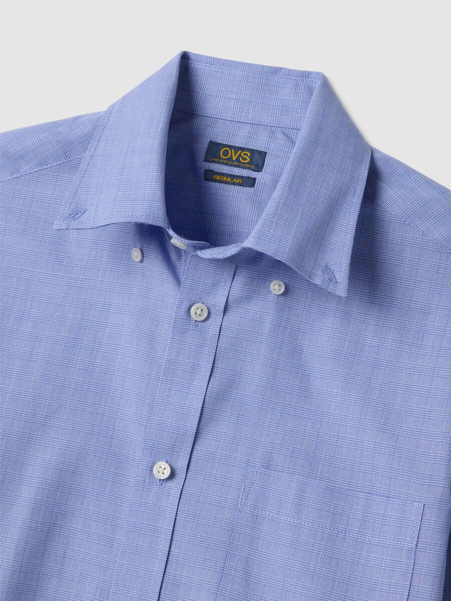 Blue check regular fit cotton blend shirt easy iron_5