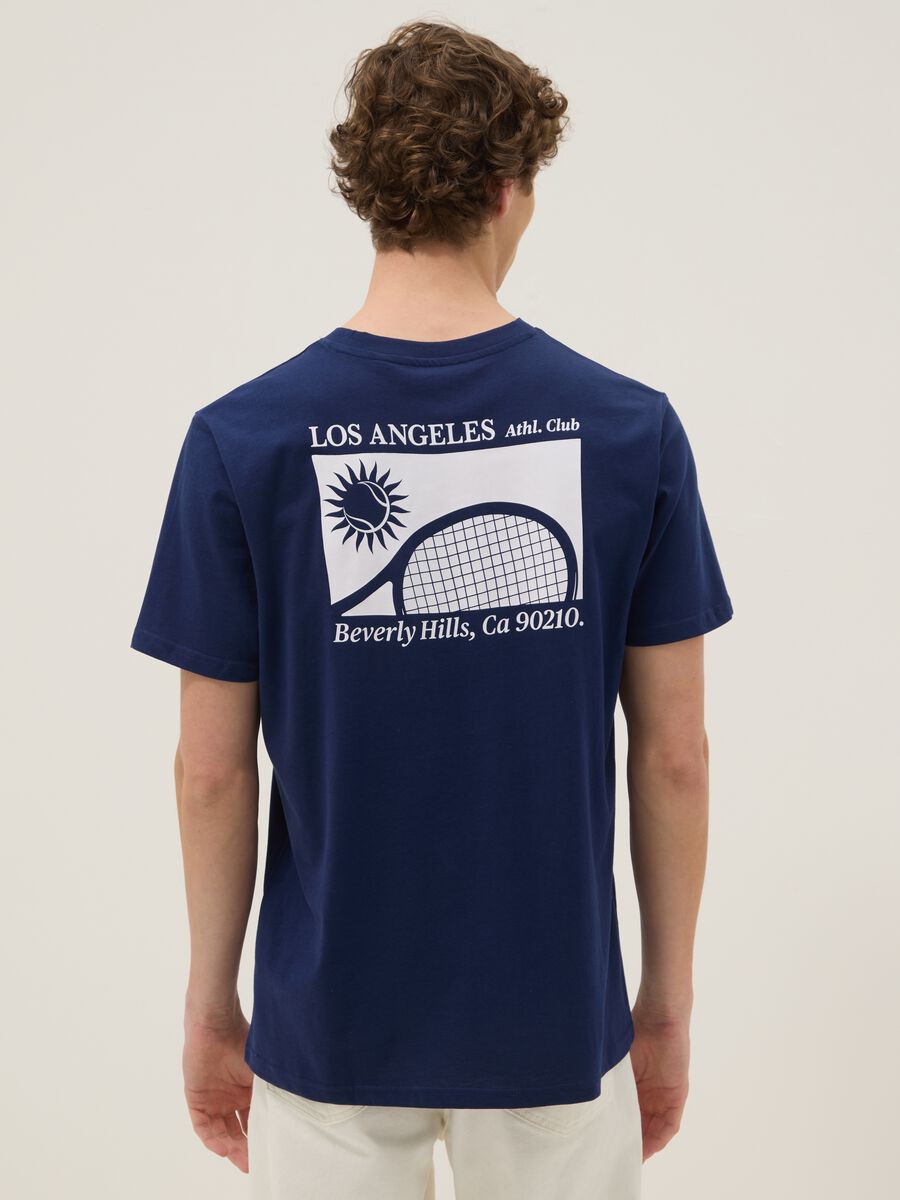 Blue slogan T-shirt in pure cotton, regular fit_3