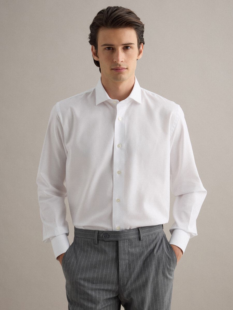 White pure cotton regular fit easy iron shirt_1