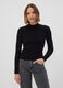 Black ribbed viscose-blend fitted top with high neck_2