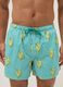 Blaue gestreifte Badeshorts mit Zitronen-Print_2