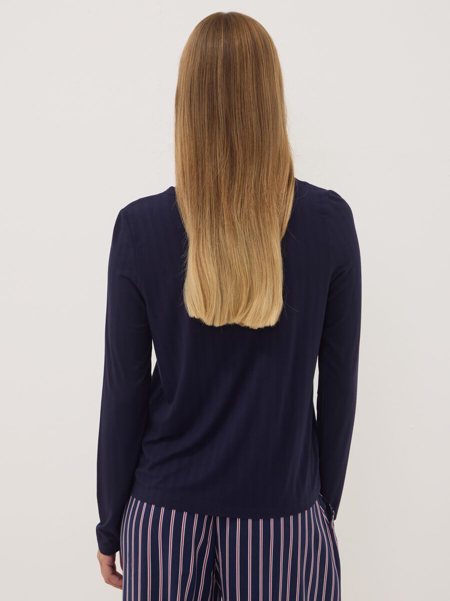 Blue ribbed stretch viscose pyjama top_3