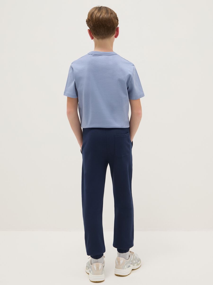 Boys' blue regular fit pure cotton jogger trousers_1