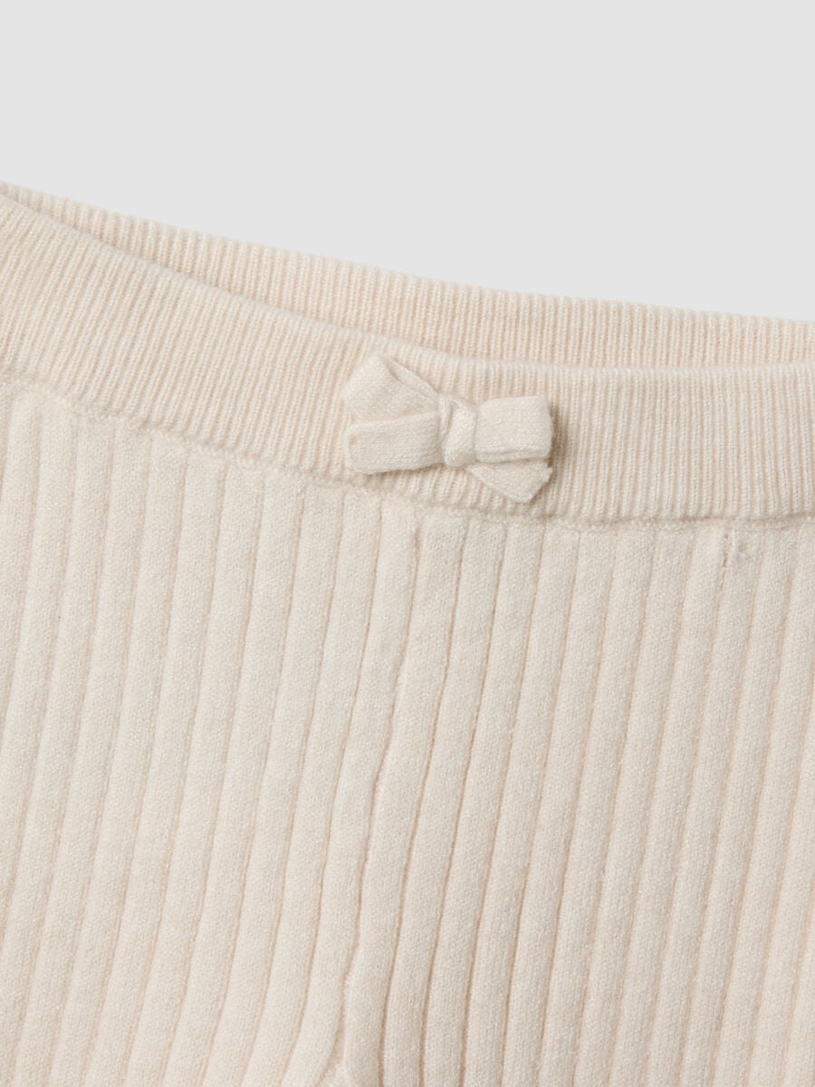 Leggings beige in misto viscosa a costine_3