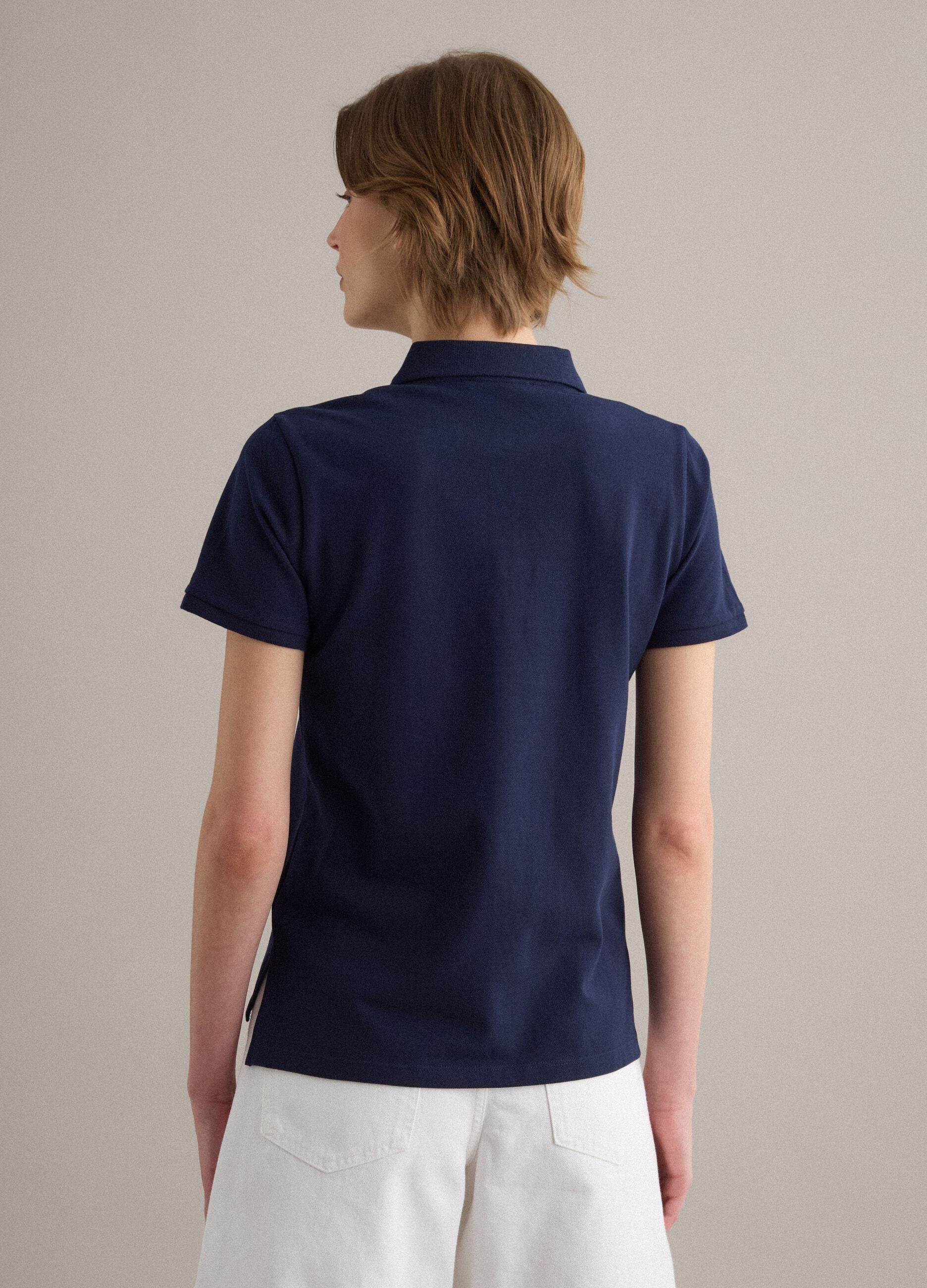 Polo azul de algod&oacute;n org&aacute;nico ajuste regular