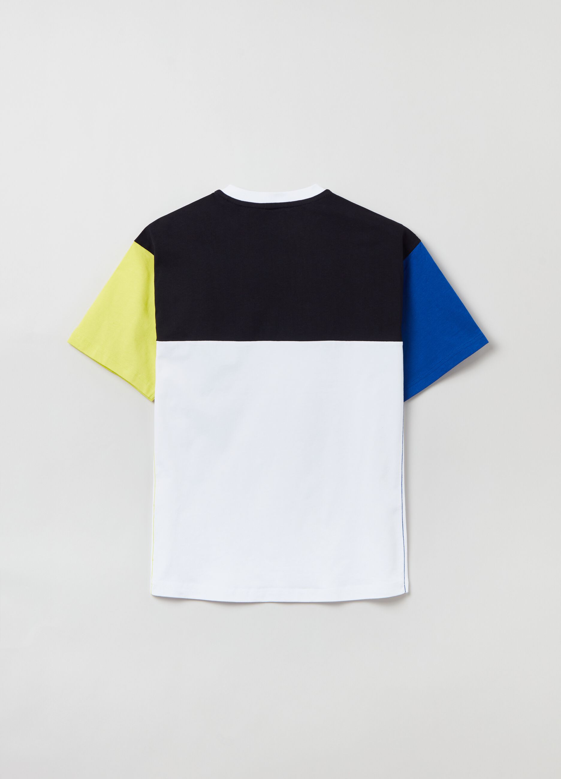 Block colour T-shirt with print_1
