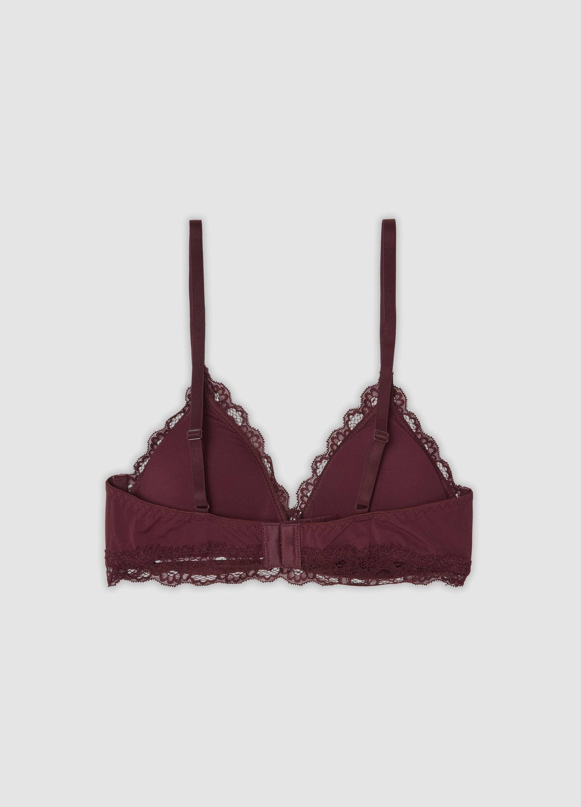 Reggiseno a triangolo viola in microfibra elasticizzata con pizzo