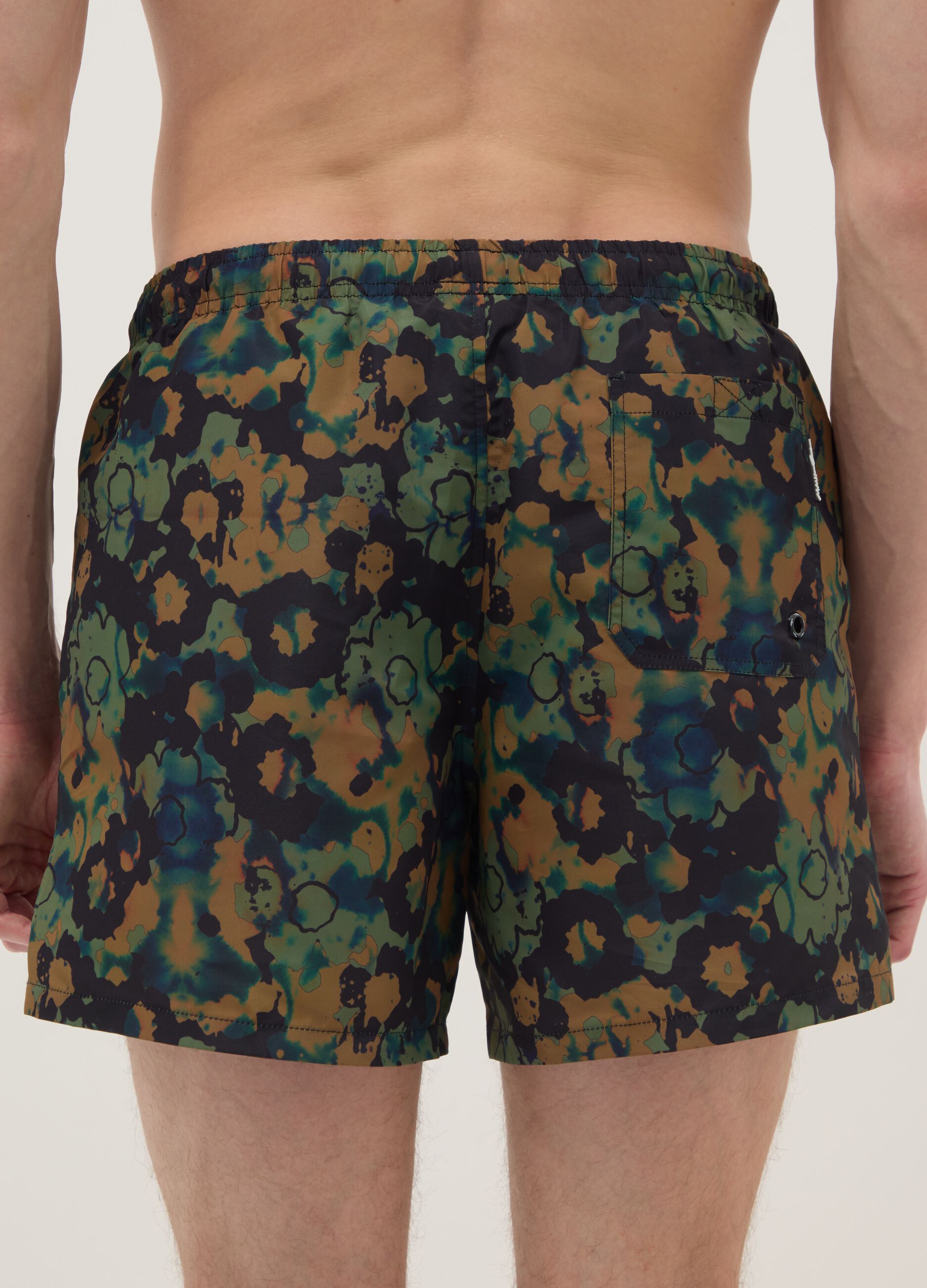 Multicolour camouflage swim shorts with drawstring