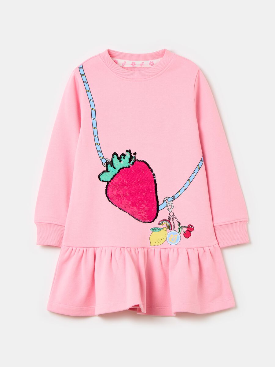 Sweatshirt dress with strawberry print and sequins_0