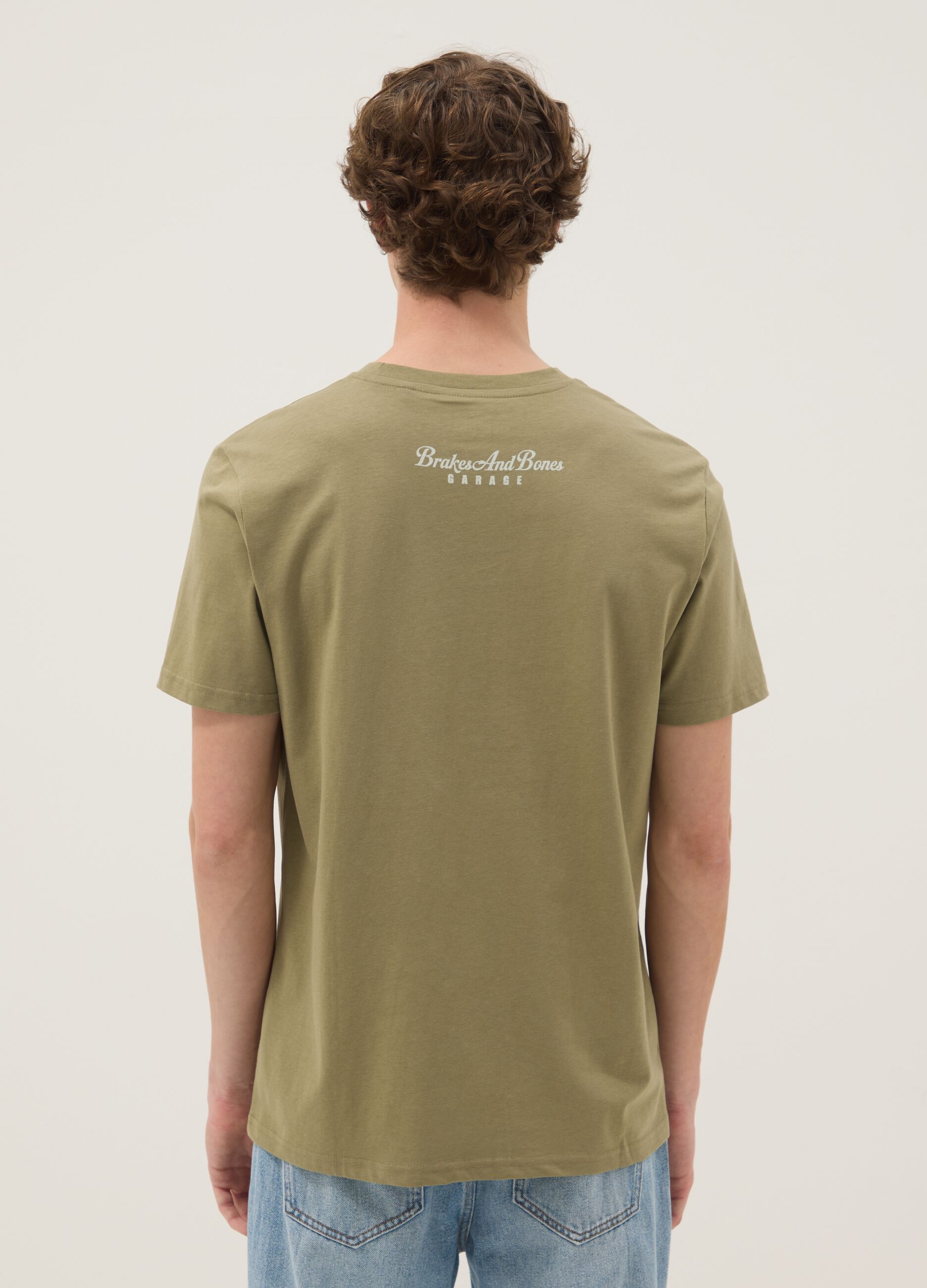 Gr&uuml;nes T-Shirt mit Print aus reiner Baumwolle, Regular Fit