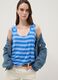 Blaues gestreiftes Tanktop aus elastischer Viskose_0