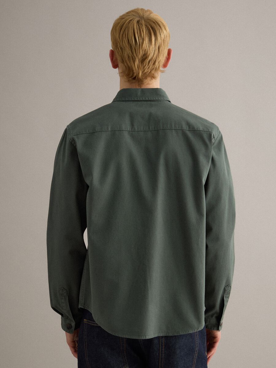 Regular fit green pure cotton shirt_3