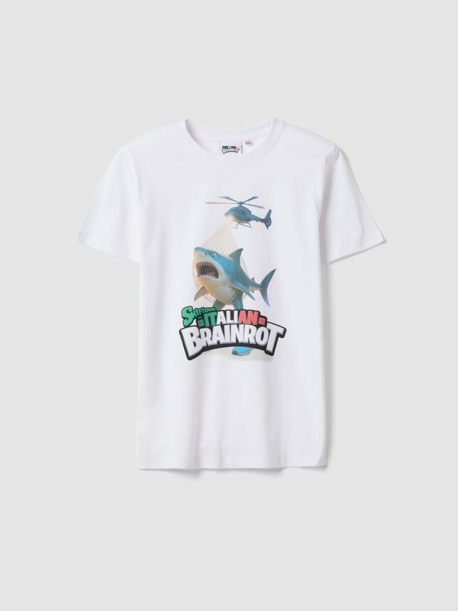 Boys' white pure cotton t-shirt regular fit with print_0