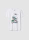 Boys' white pure cotton t-shirt regular fit with print_0