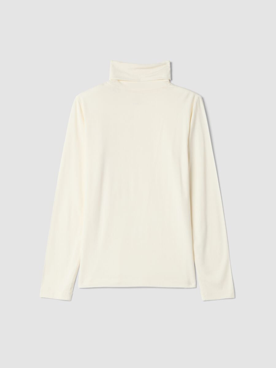 White stretch viscose top with mock neck, regular fit_6