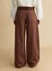 Braun gestreifte Wide-Leg-Hose aus reiner Baumwolle_2
