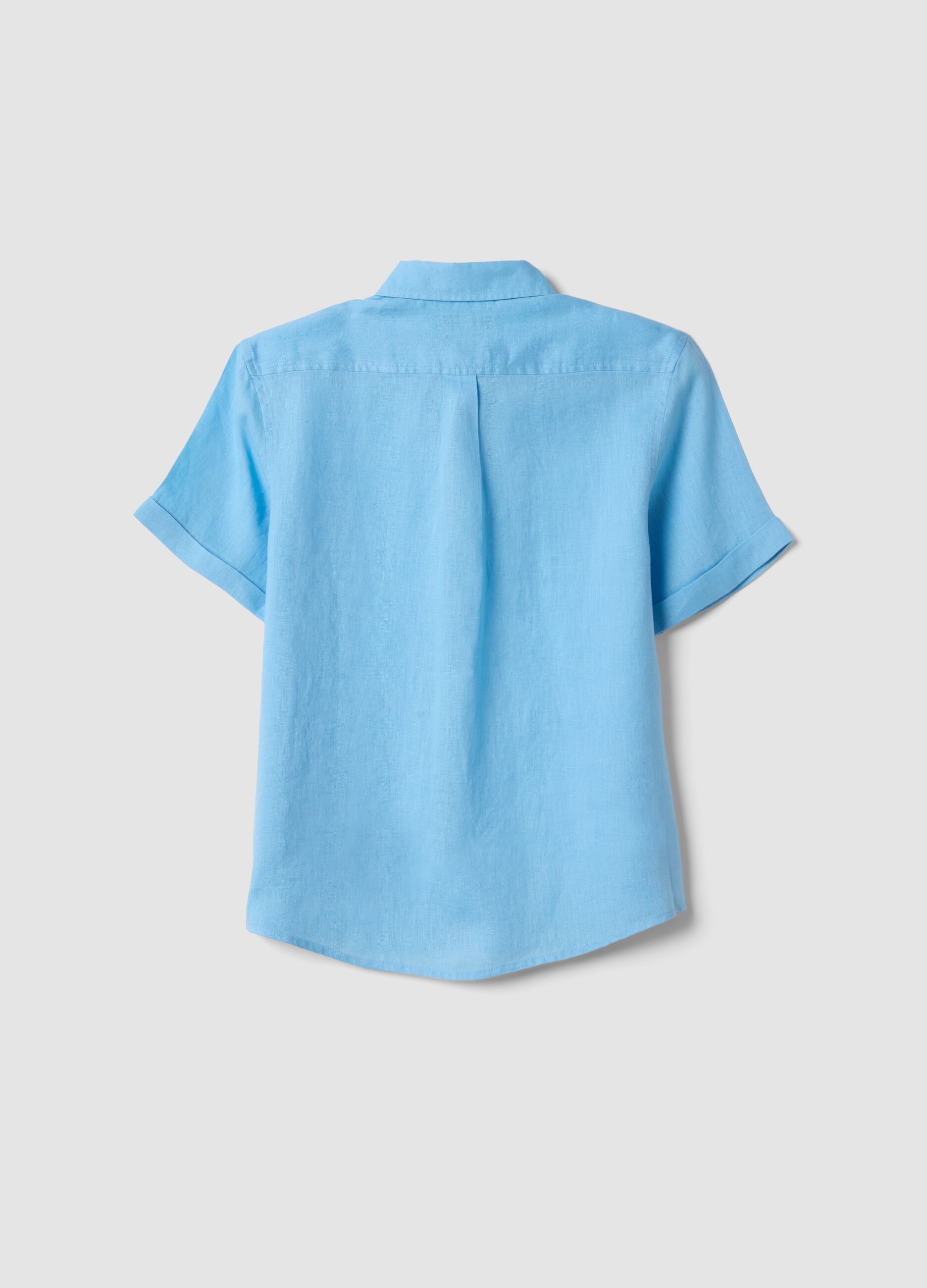 Light blue pure linen oversized shirt for boys