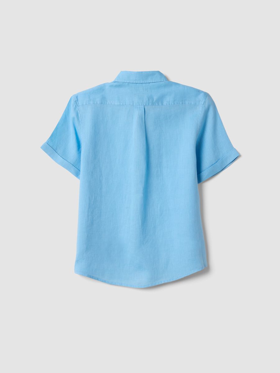 Light blue pure linen oversized shirt for boys_1