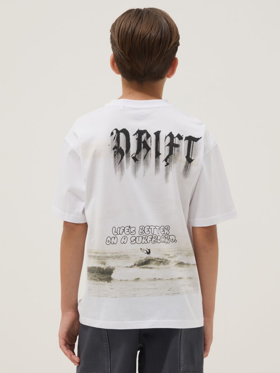 White short-sleeve pure cotton oversized-fit boys&rsquo; T-shirt_1