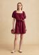 Red pure cotton midi dress with belt_0