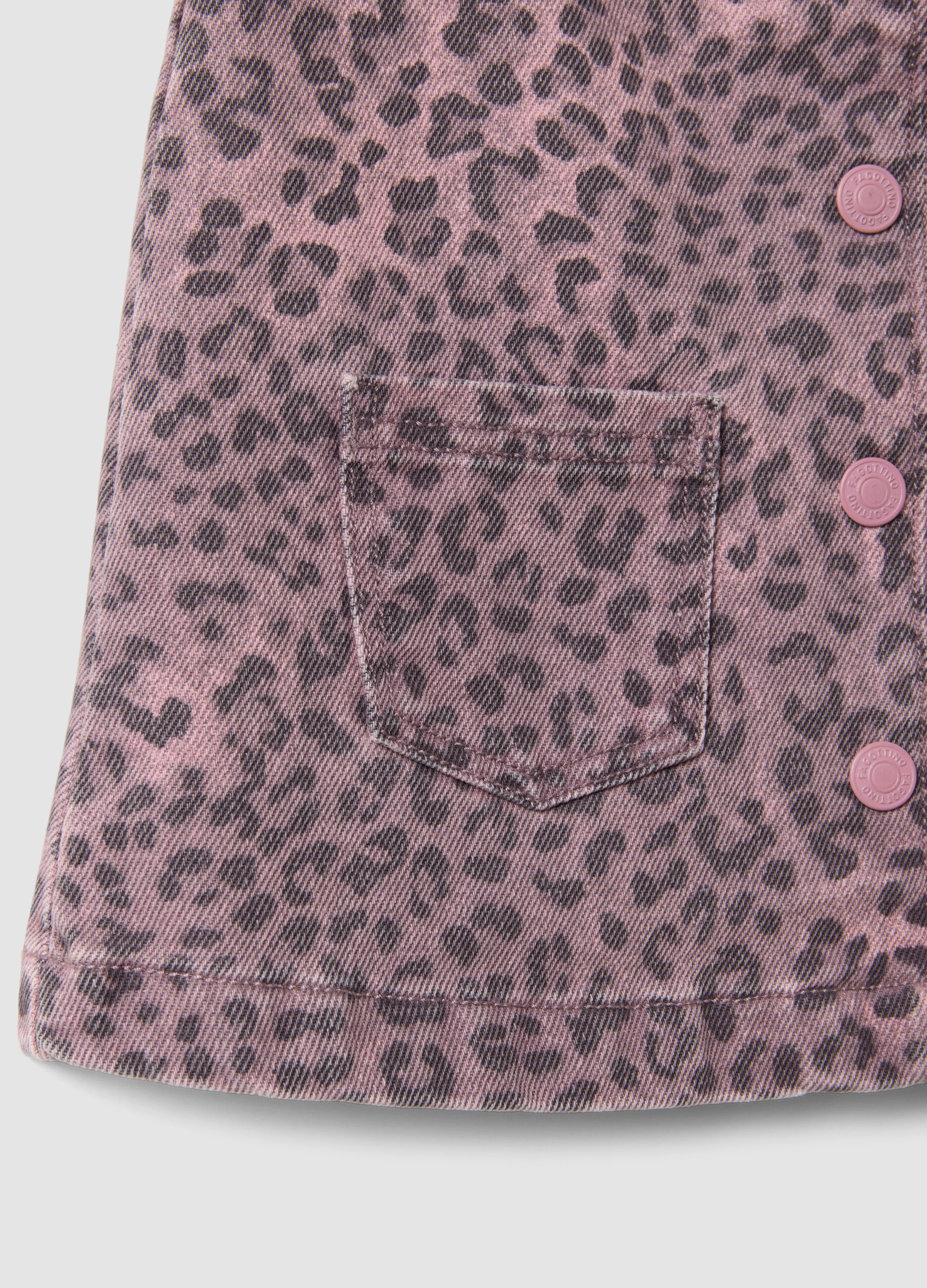 Pink wide-fit pure cotton animal print dress for baby girl