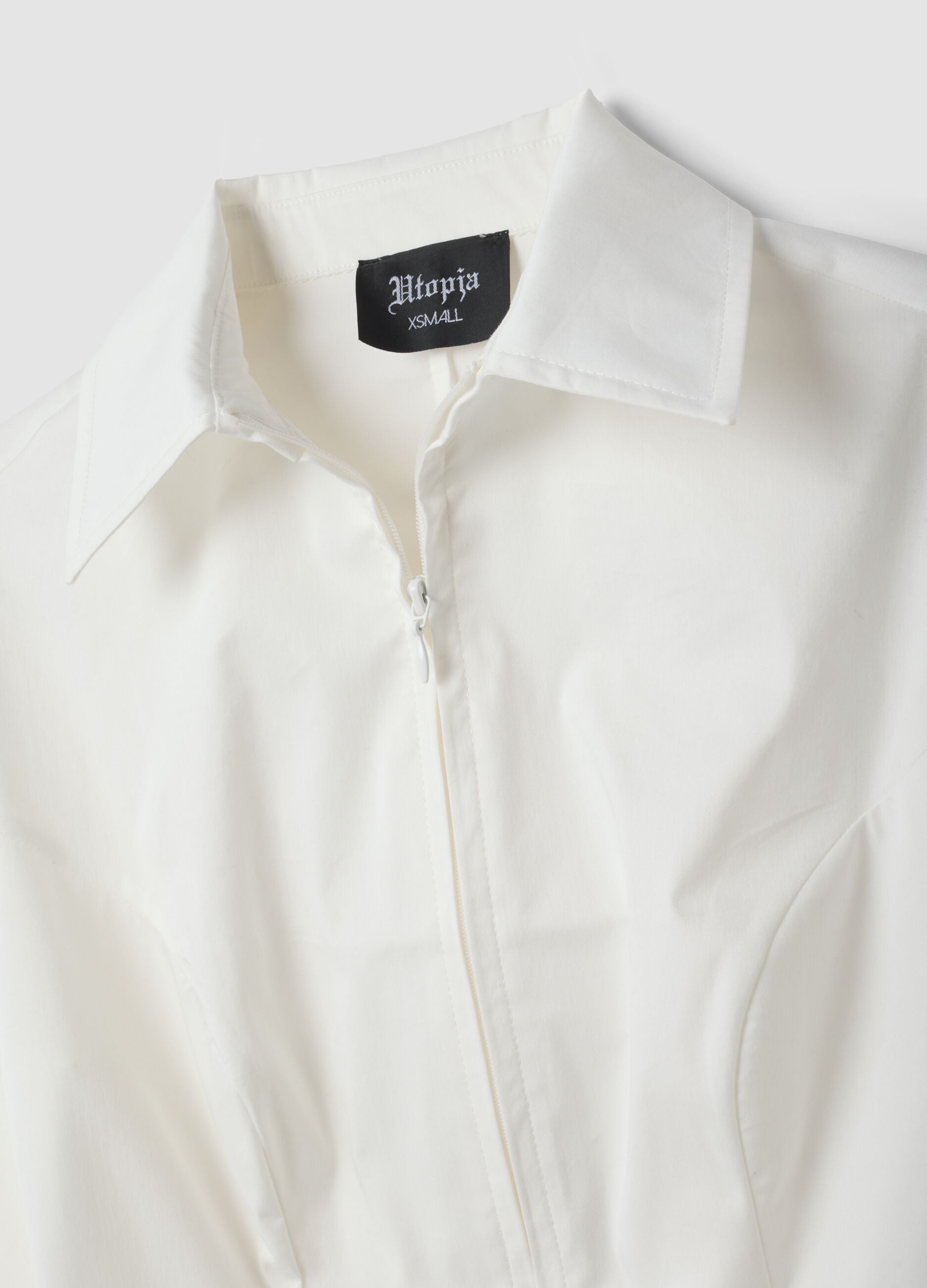 Fitted Full-Zip Shirt in White
