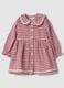 Red dress with pure cotton gingham collar_0