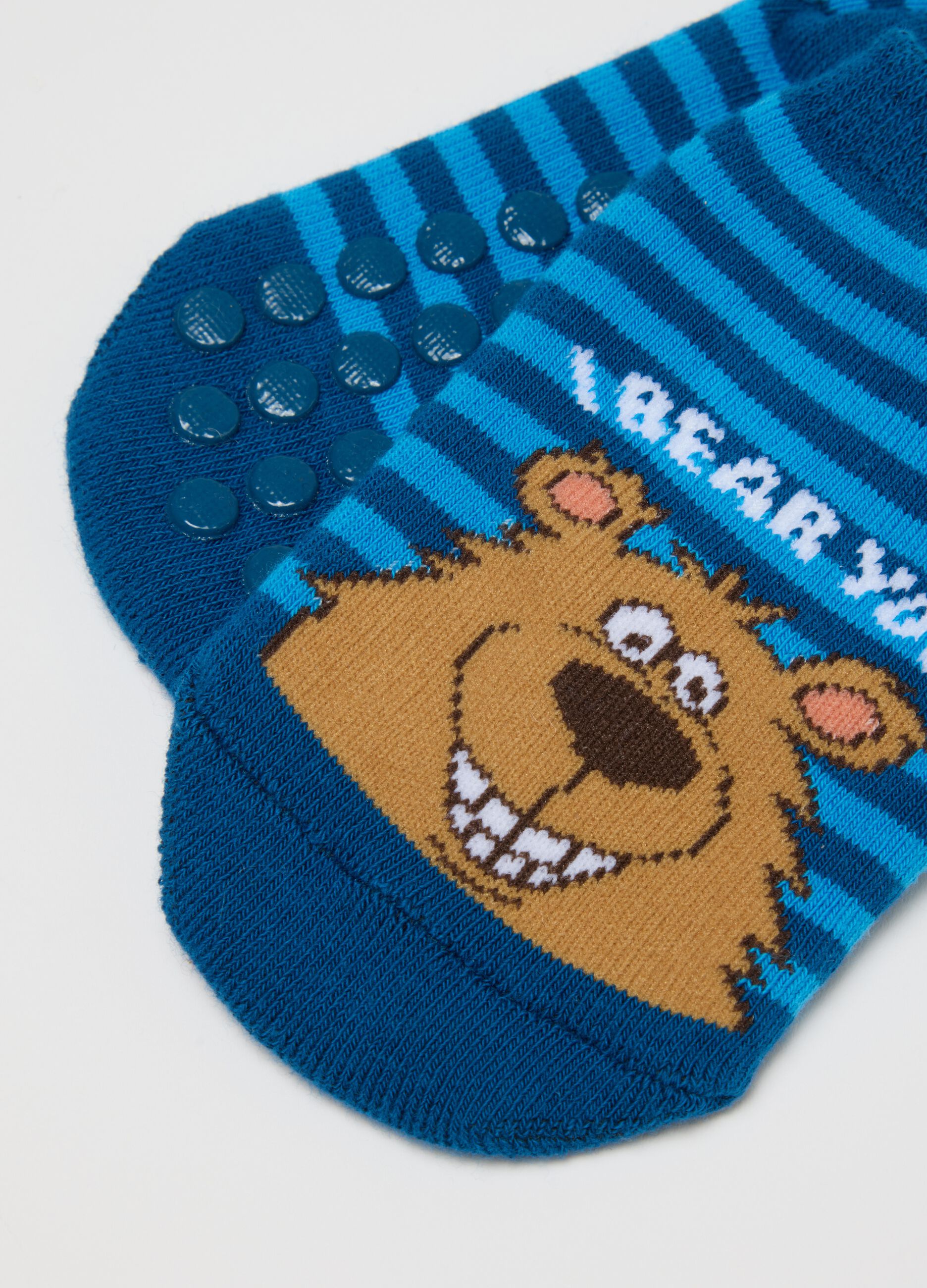 Children's multicolour striped anti-slip socks in cotton blend