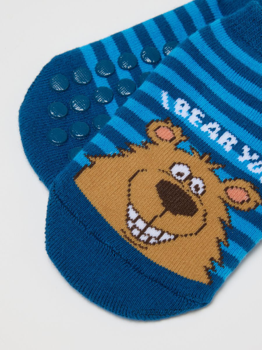 Children's multicolour striped anti-slip socks in cotton blend_0