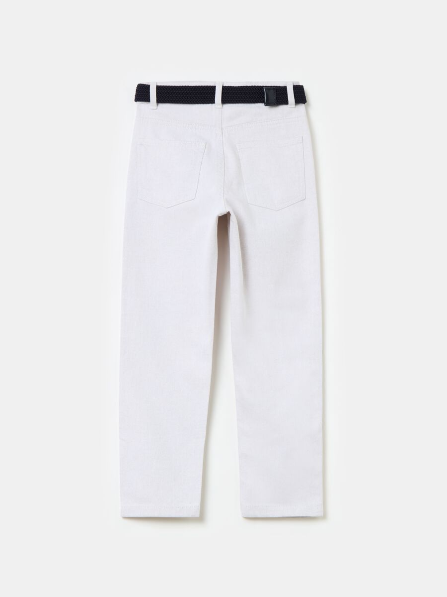 Cotton and linen jeans with belt_1