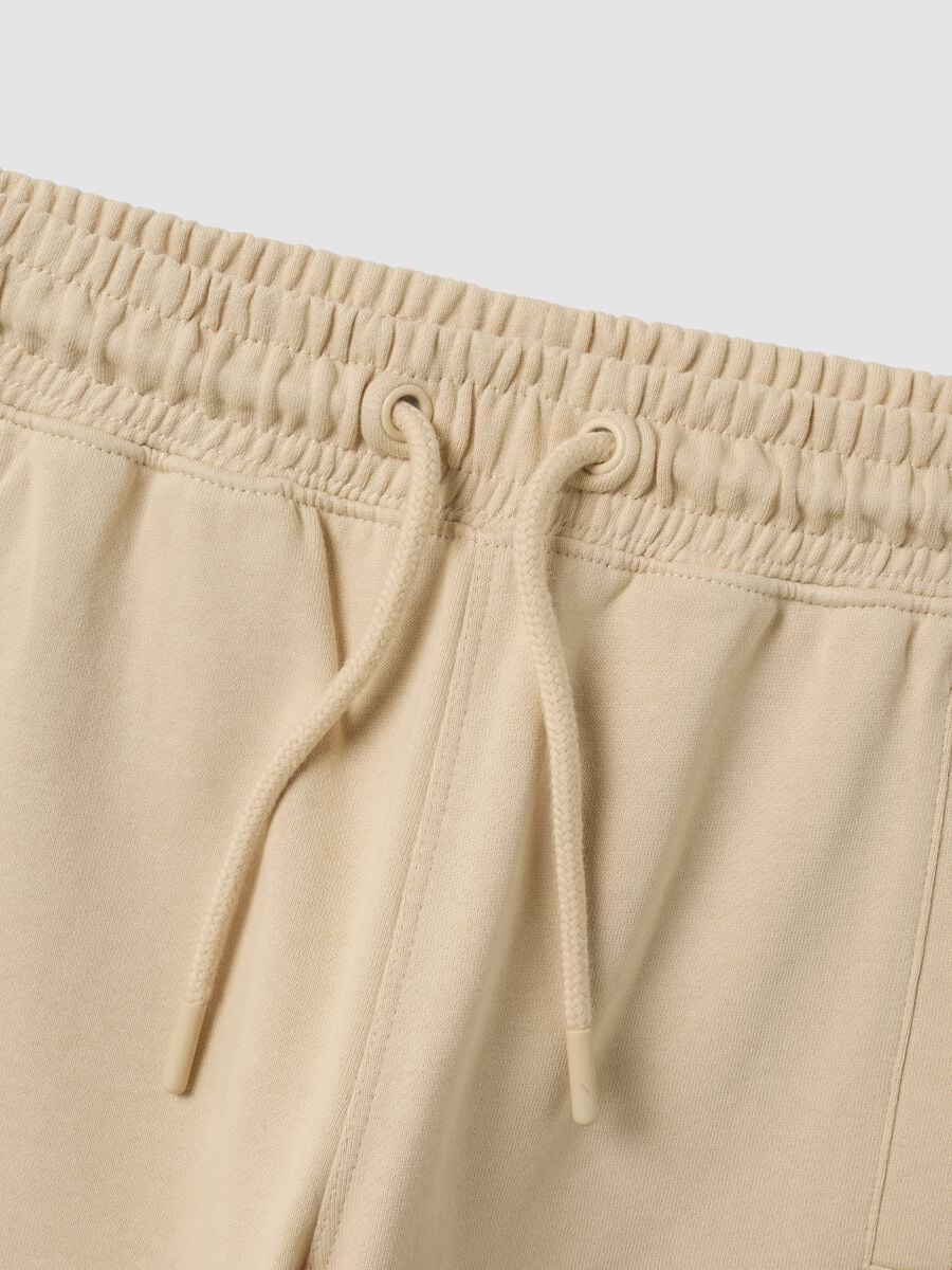 Beige pure cotton comfort-fit joggers for boys_2